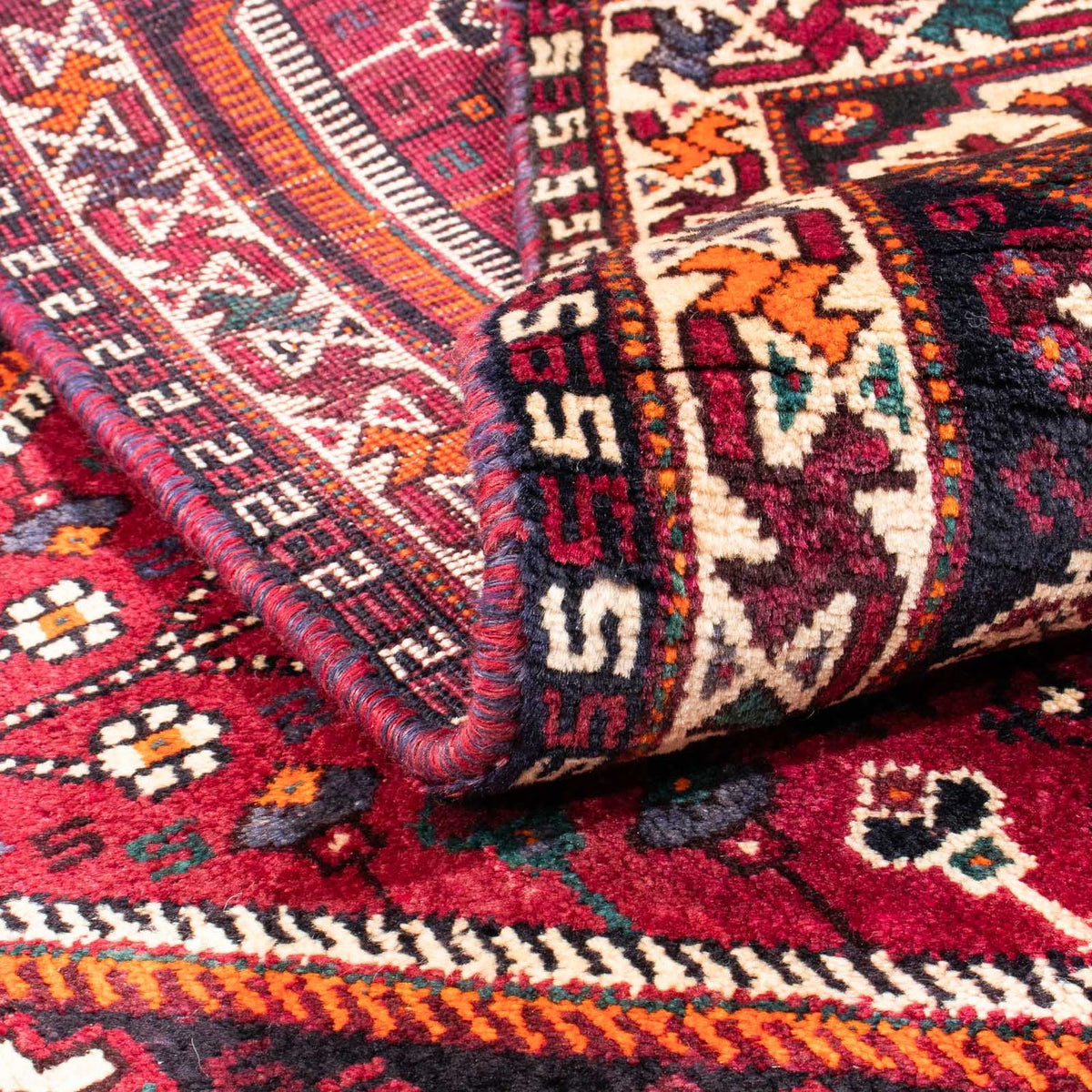 Persisk tæppe - Nomadisk - 153 x 118 cm - mørkerød