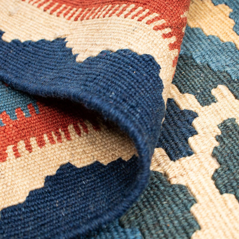 Kelim-tæppe - orientalsk - 174 x 148 cm - blå