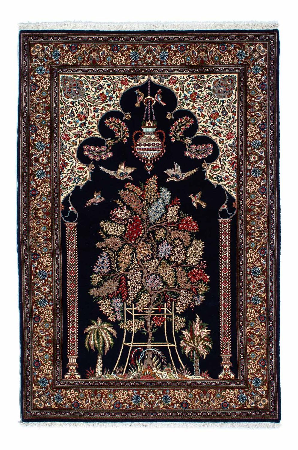 Persisk tæppe - Ghom - 210 x 139 cm - mørkeblå