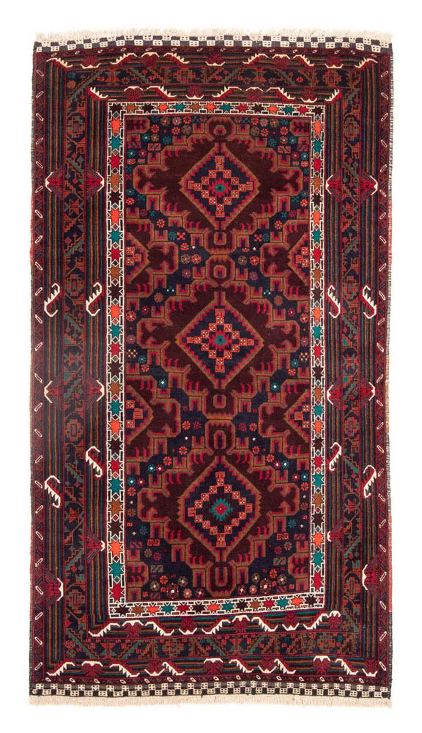 Løber Baluch-tæppe - 197 x 105 cm - mørkerød
