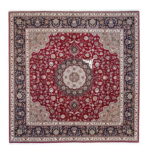 Persisk tæppe - Tabriz - Royal firkantet  - 300 x 297 cm - mørkerød