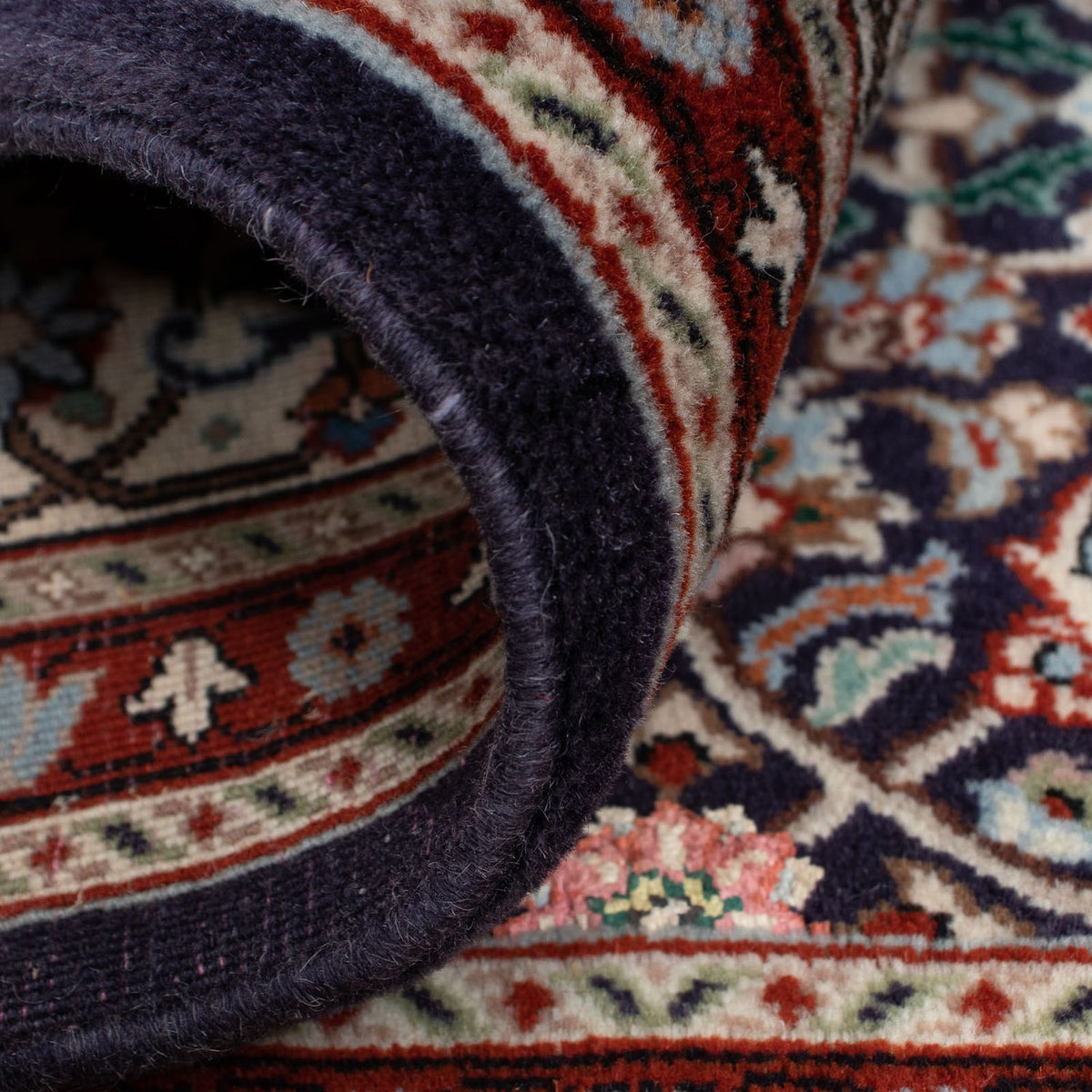 Persisk tæppe - Classic firkantet - 100 x 100 cm - mørkeblå