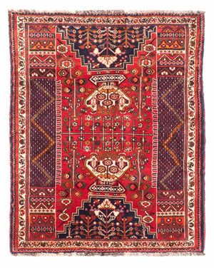 Persisk tæppe - Nomadisk - 135 x 107 cm - mørkerød