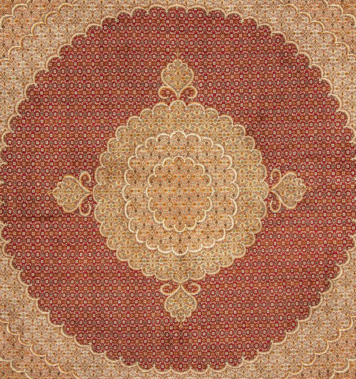 Persisk tæppe - Tabriz firkantet  - 248 x 246 cm - mørkerød