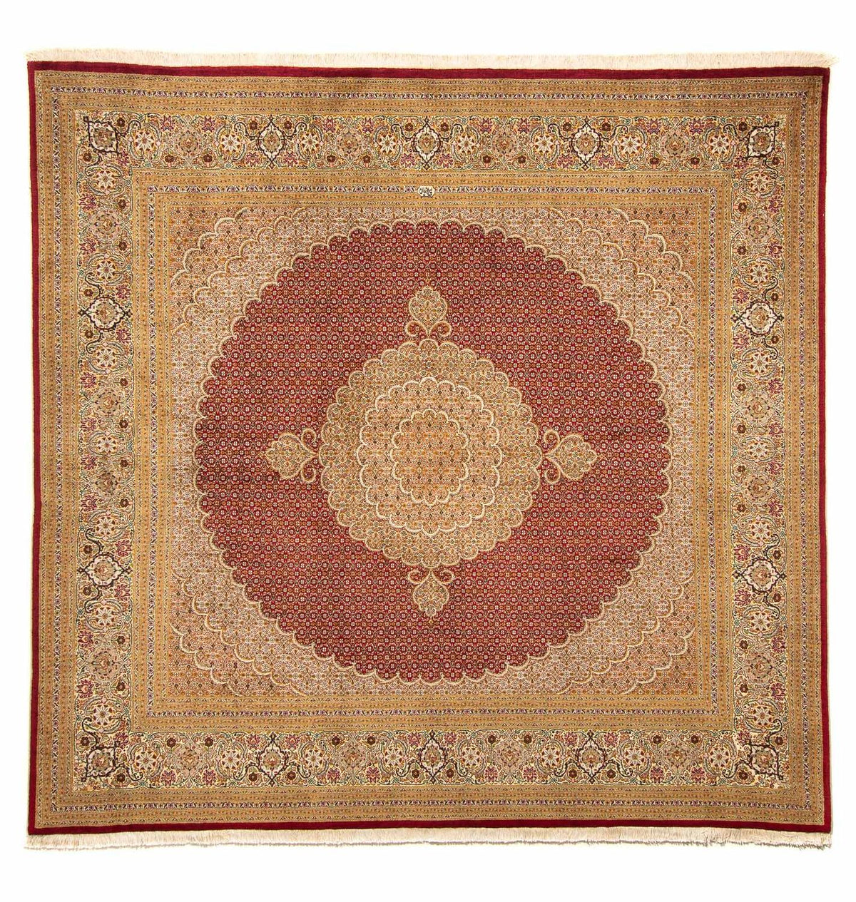 Persisk tæppe - Tabriz firkantet - 251 x 247 cm - mørkerød