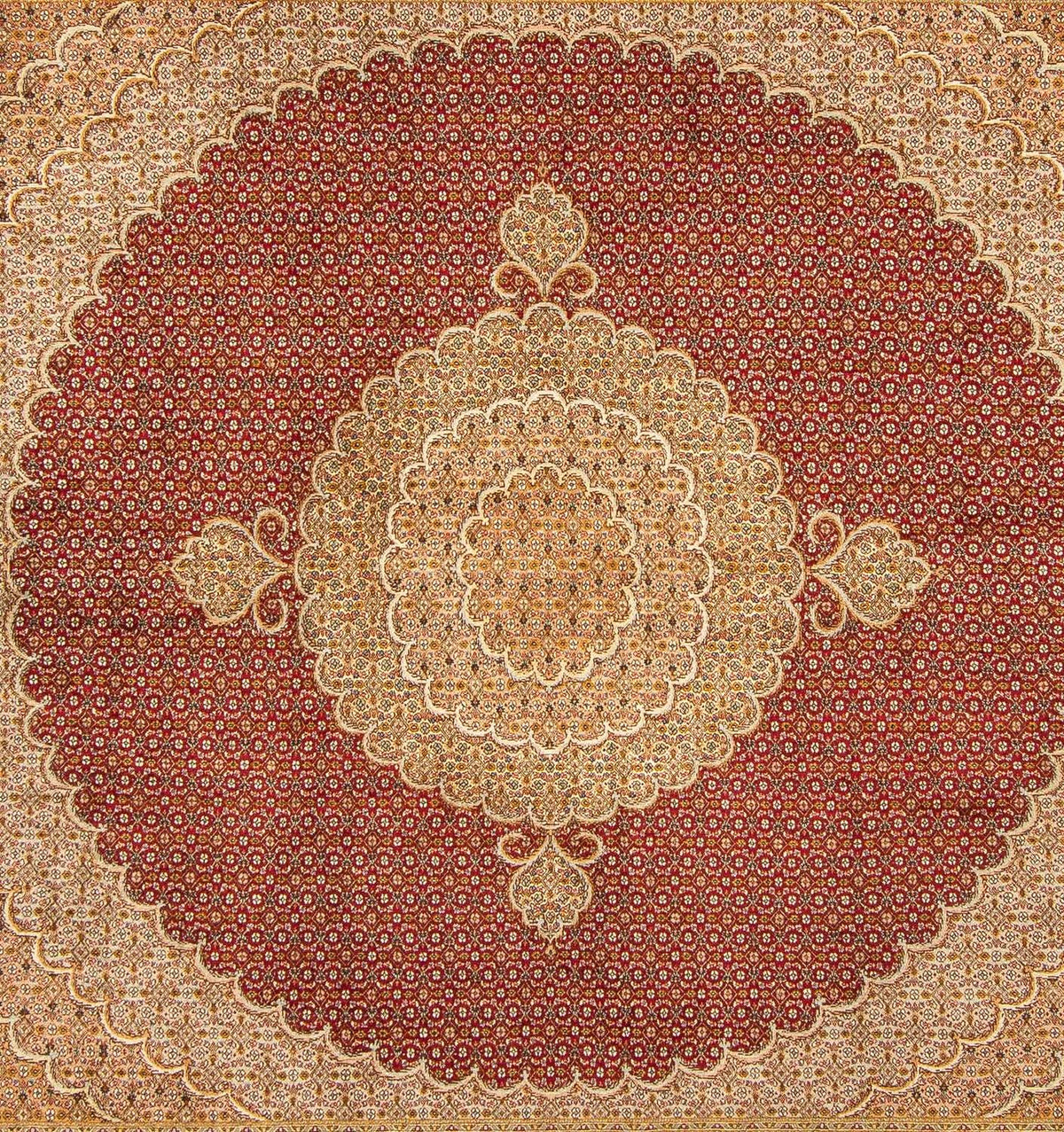 Persisk tæppe - Tabriz firkantet - 251 x 247 cm - mørkerød