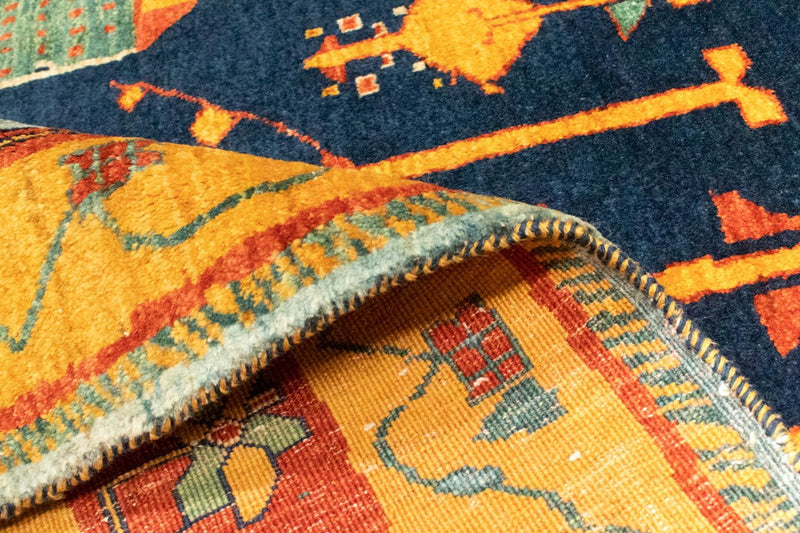 Gabbeh Tæppe - Loribaft Persisk - 210 x 168 cm - mørkeblå