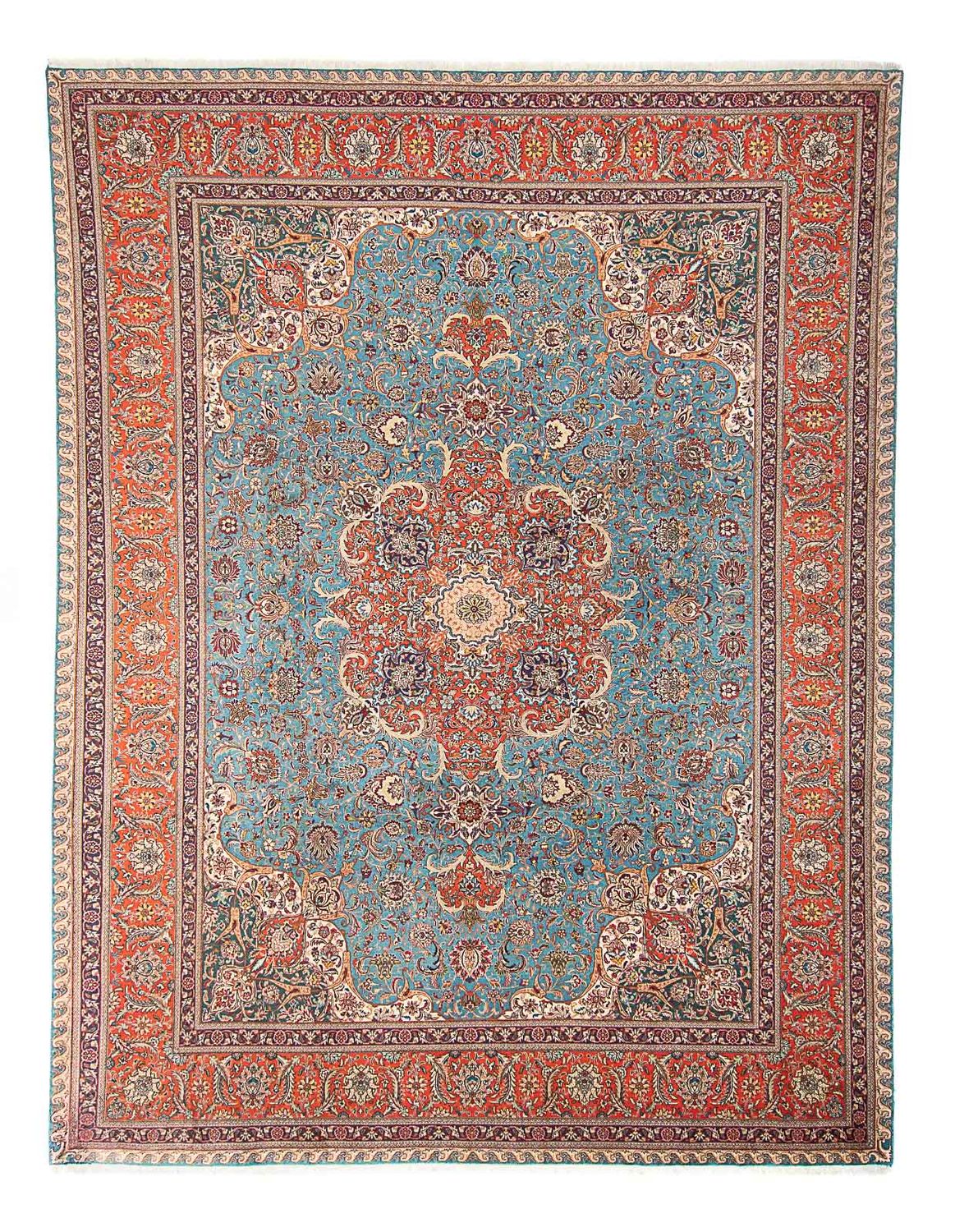 Persisk tæppe - Tabriz - Royal - 395 x 304 cm - lyseblå