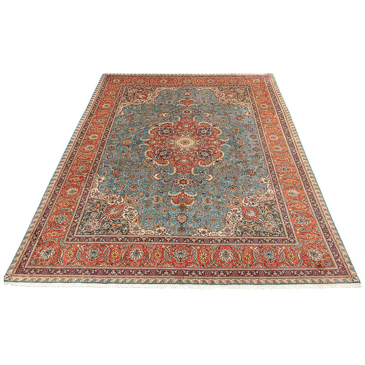 Persisk tæppe - Tabriz - Royal - 395 x 304 cm - lyseblå