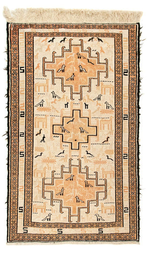 Kelim-tæppe - orientalsk - 101 x 65 cm - beige