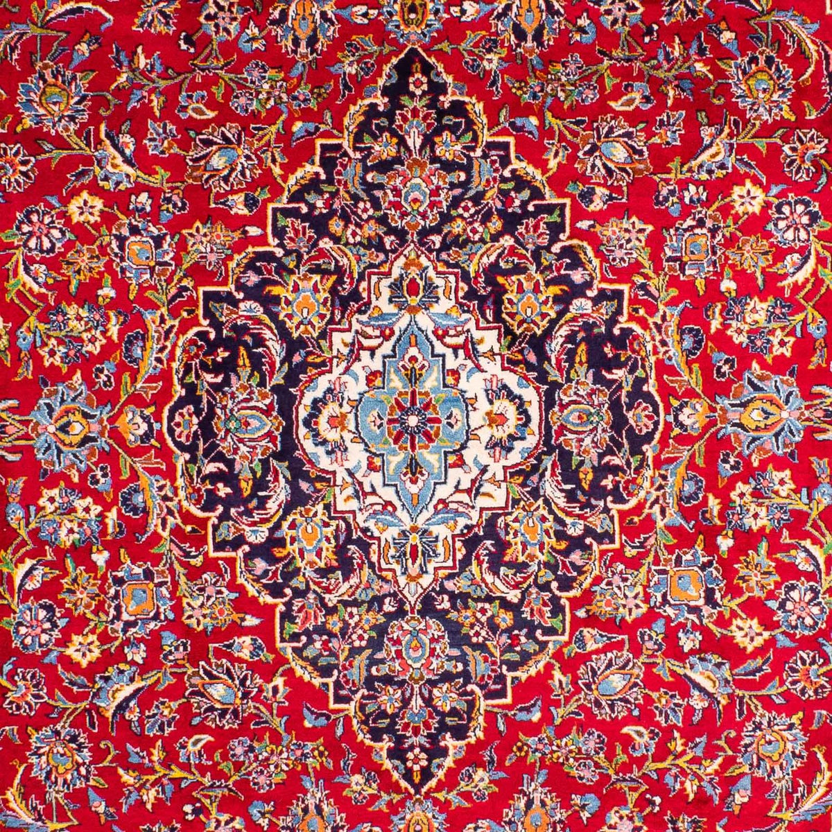 Persisk tæppe - Keshan - 386 x 252 cm - mørkerød
