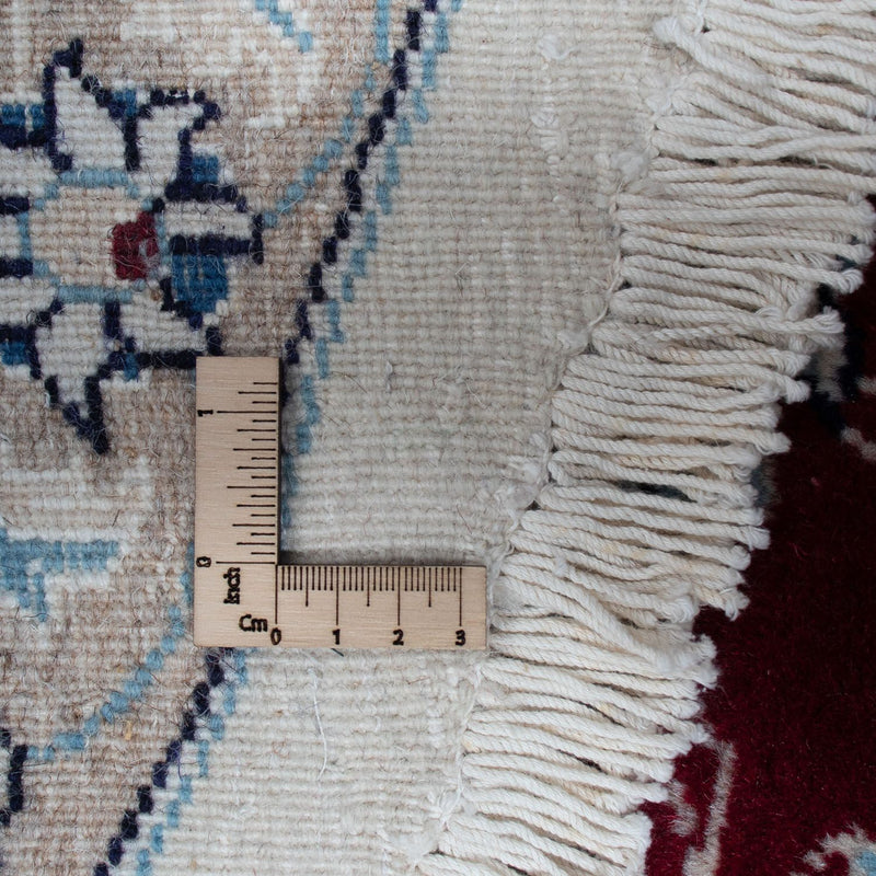 Persisk tæppe - Nain rundt  - 300 x 300 cm - mørkerød