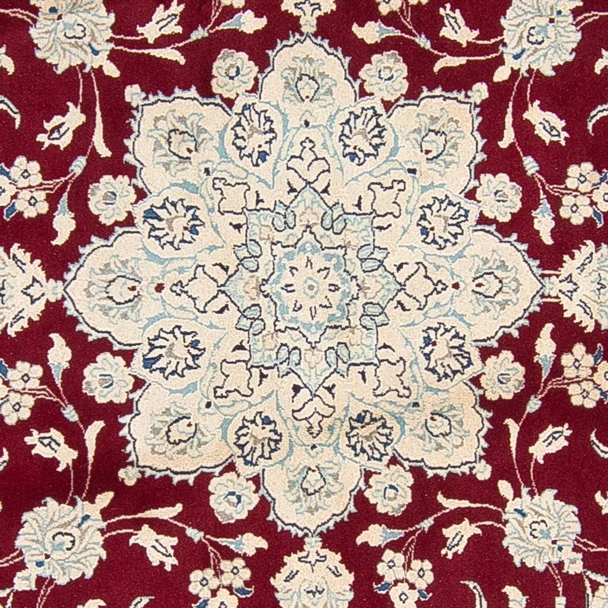 Persisk tæppe - Nain rundt  - 245 x 245 cm - mørkerød