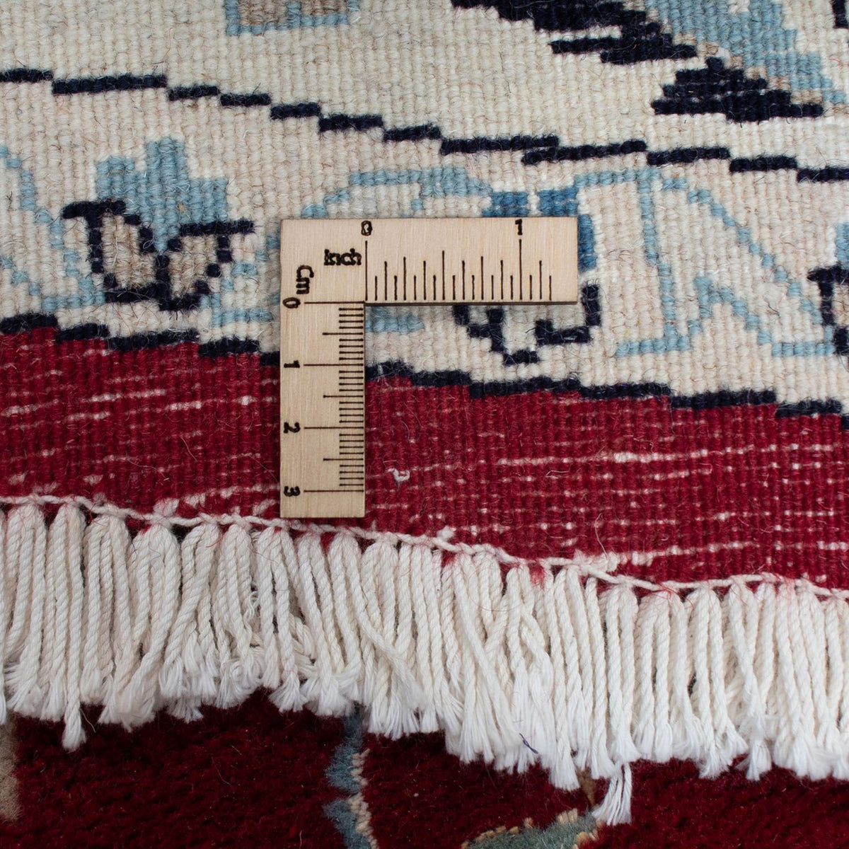 Persisk tæppe - Nain rundt  - 250 x 250 cm - mørkerød