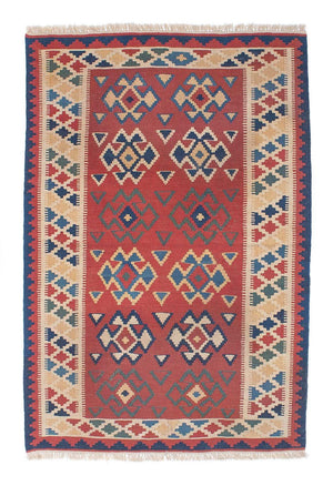 Kelim-tæppe - orientalsk - 156 x 105 cm - mørkerød