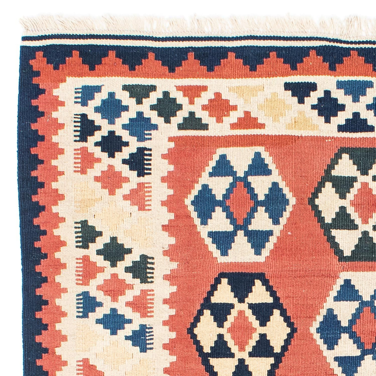 Kelim-tæppe - orientalsk firkantet  - 148 x 121 cm - rust