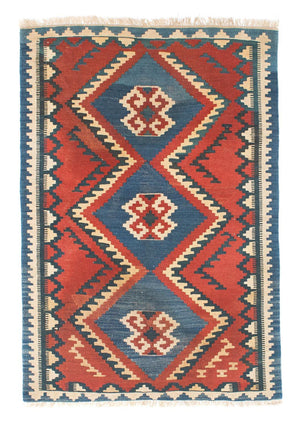 Kelim-tæppe - orientalsk - 156 x 98 cm - rust