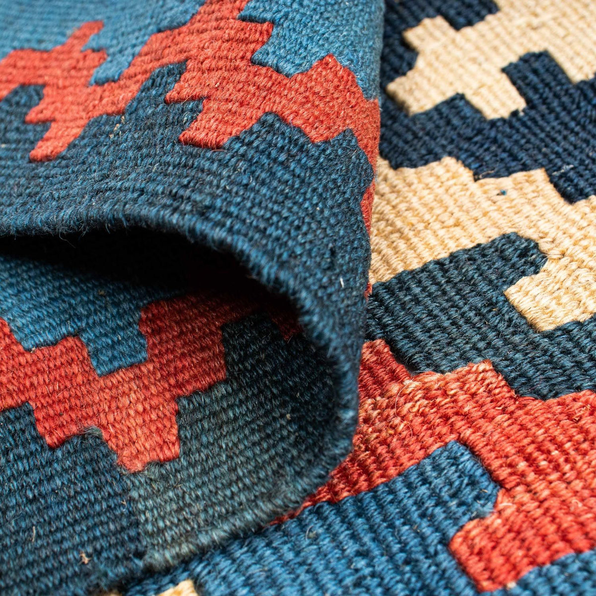 Kelim-tæppe - orientalsk - 160 x 103 cm - blå