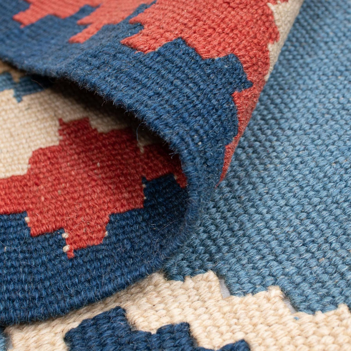 Kelim-tæppe - orientalsk - 168 x 115 cm - blå