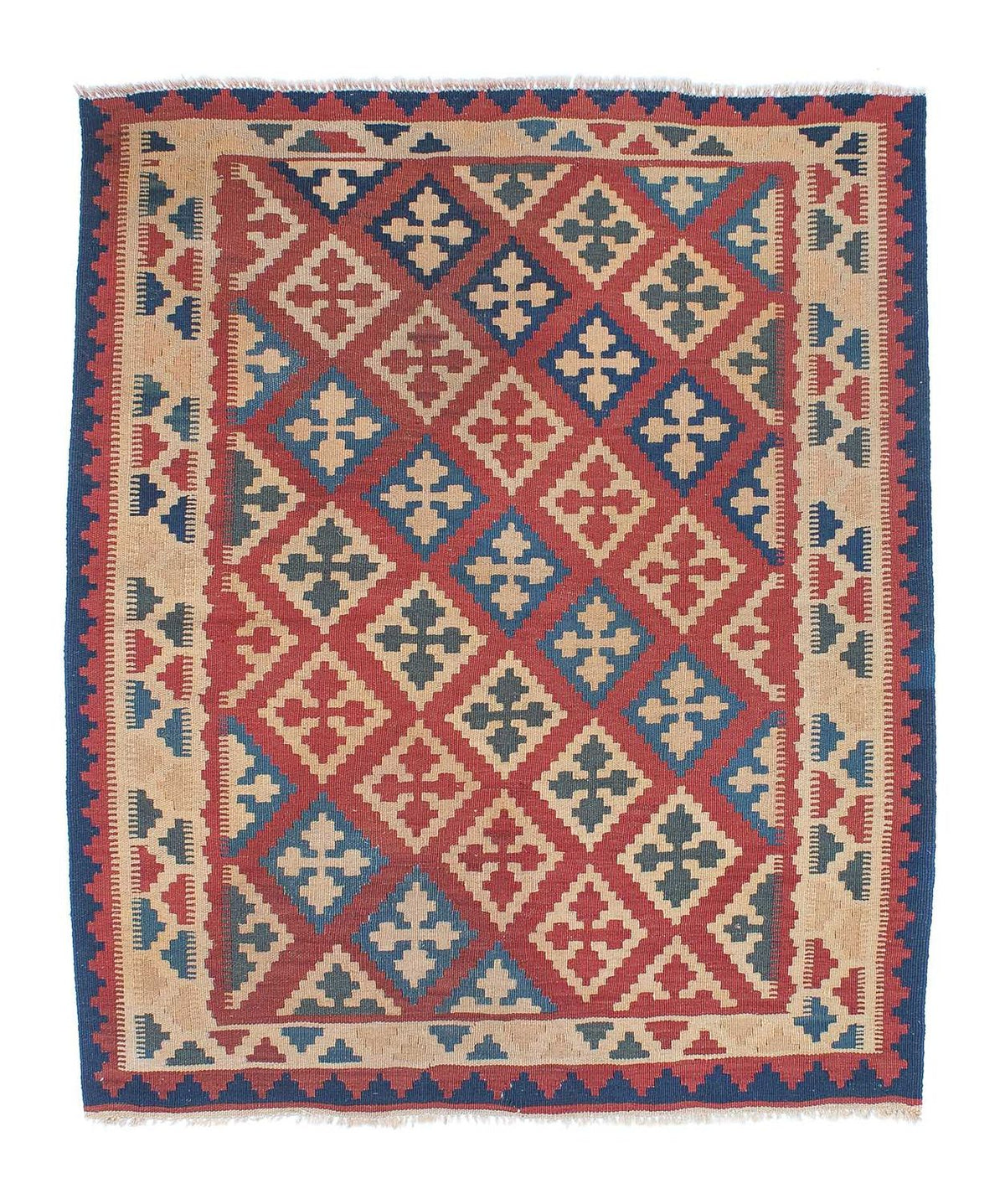 Kelim-tæppe - orientalsk - 143 x 117 cm - flerfarvet