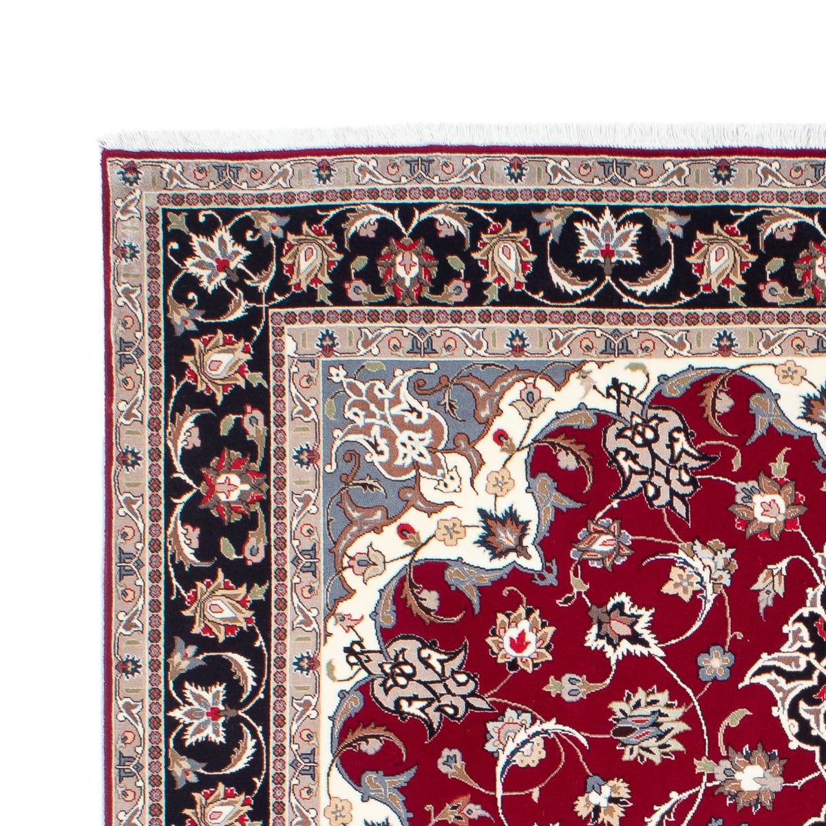 Persisk tæppe - Tabriz - Royal - 198 x 154 cm - mørkerød