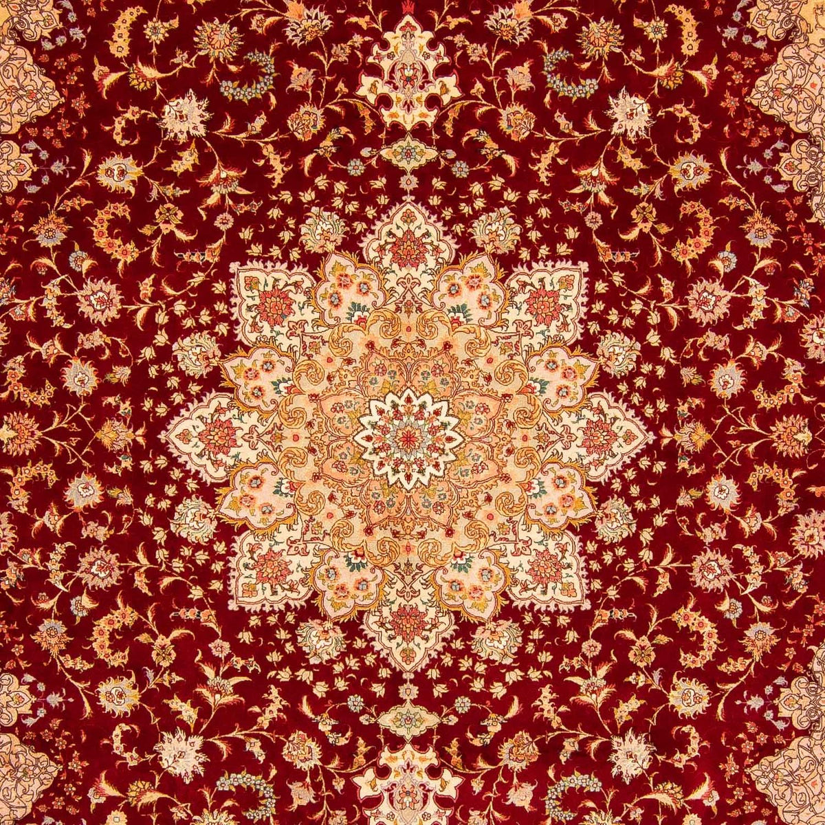 Persisk tæppe - Tabriz - Royal - 400 x 300 cm - mørkerød