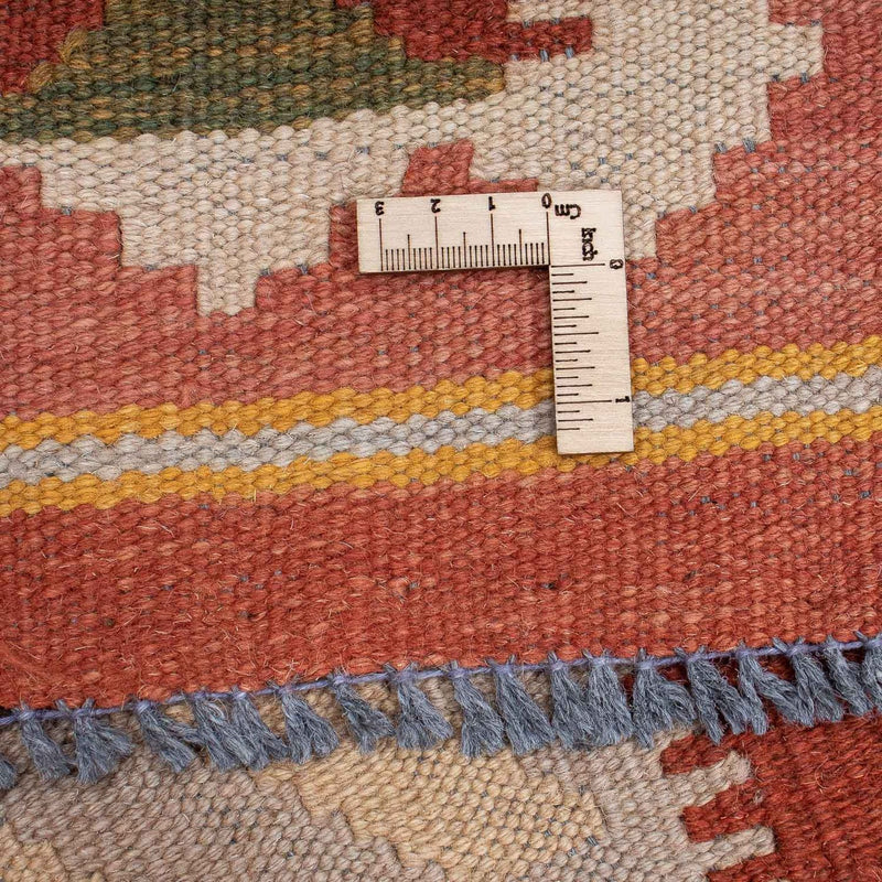 Løber Kelim Carpet - Splash - 306 x 82 cm - lysrød