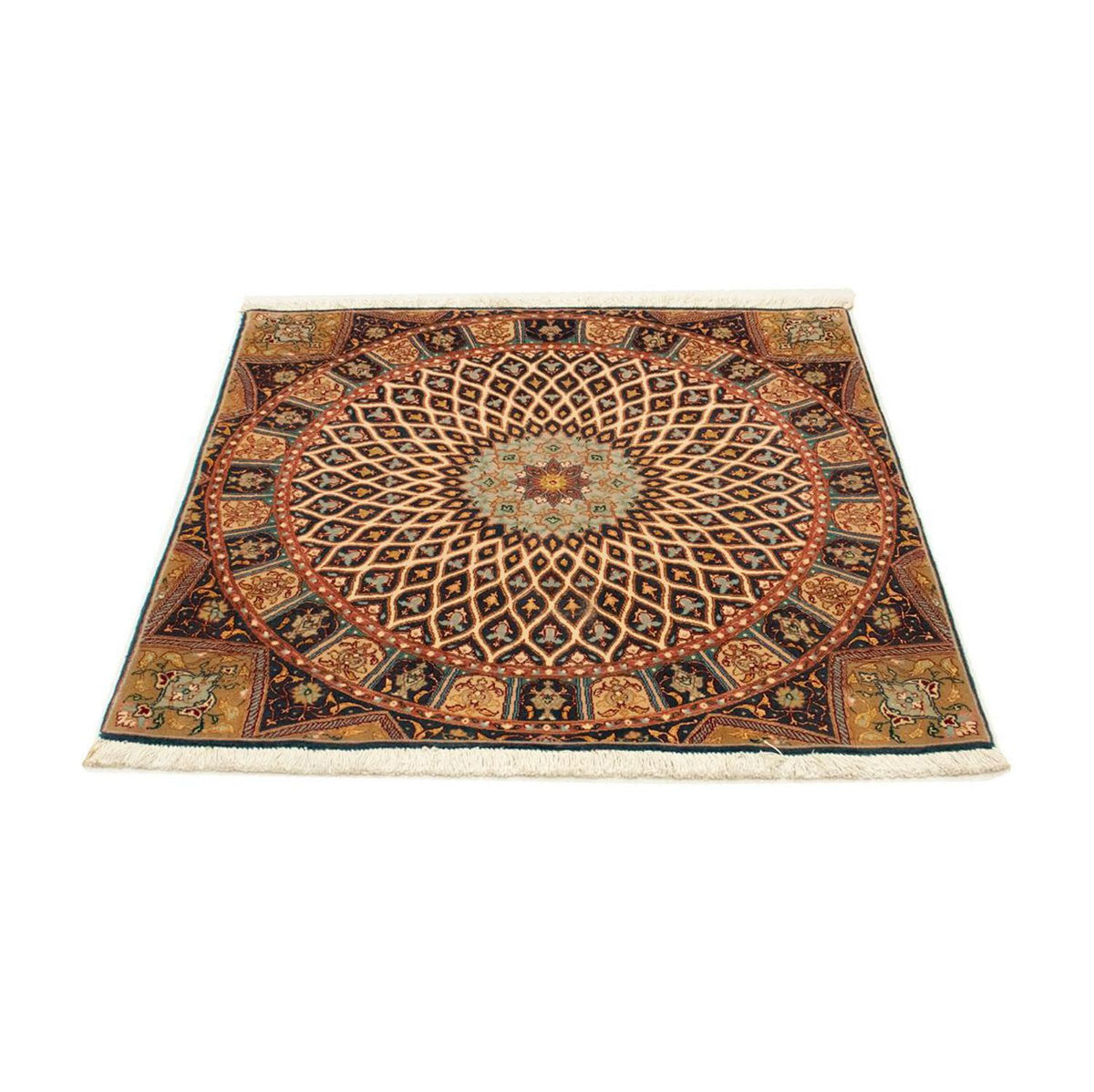 Persisk tæppe - Tabriz - Royal firkantet - 100 x 100 cm - flerfarvet