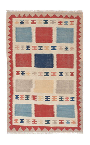 Kelim-tæppe - orientalsk - 196 x 120 cm - beige
