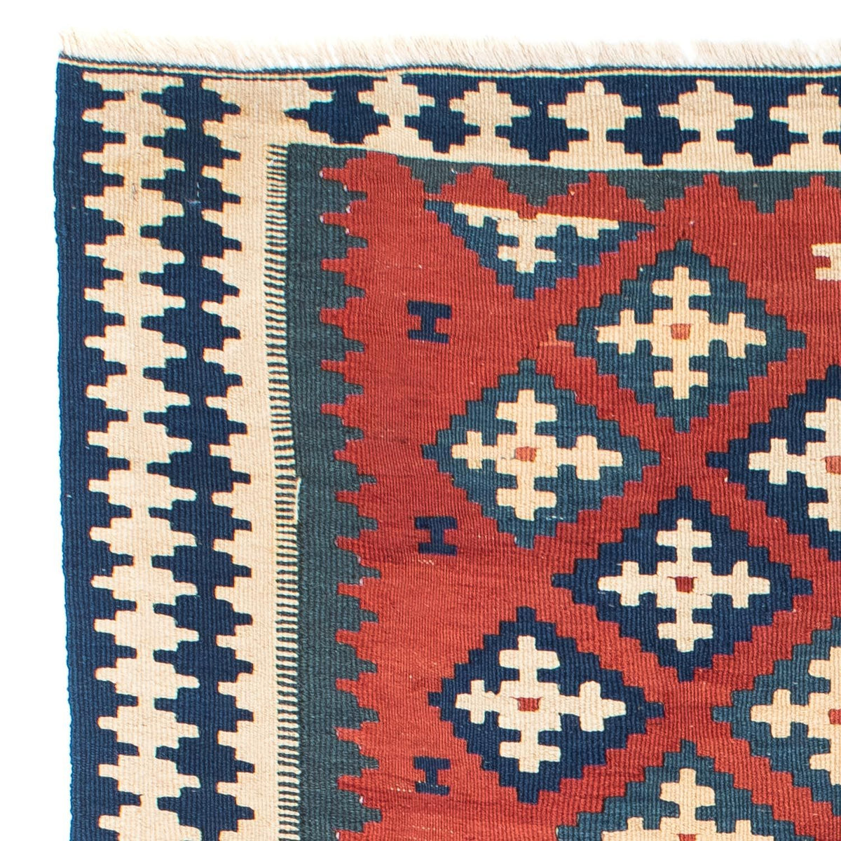 Kelim-tæppe - orientalsk - 150 x 106 cm - mørkerød