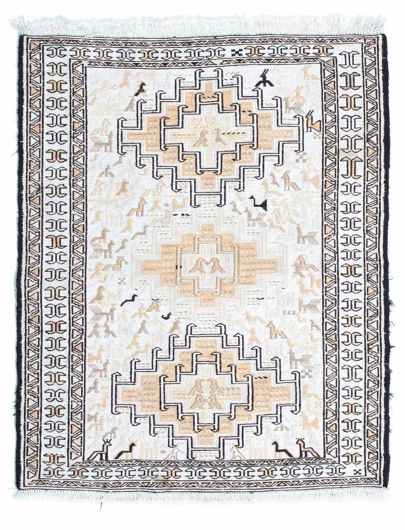 Kelim-tæppe - orientalsk - 95 x 71 cm - beige
