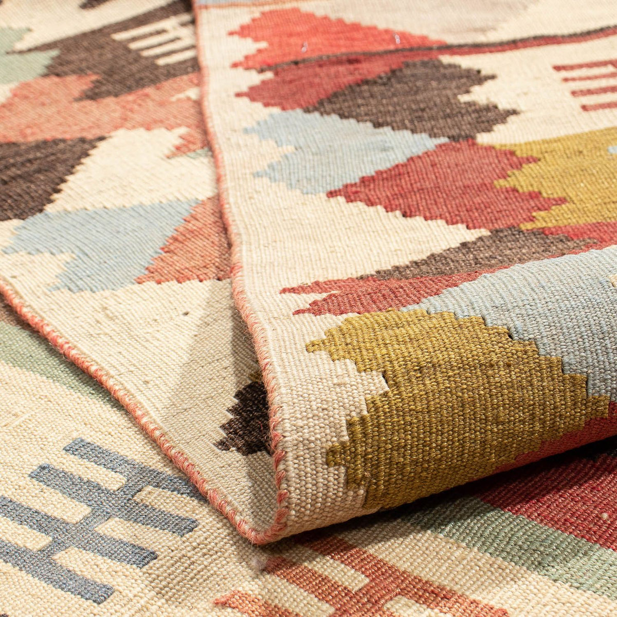 Kelim-tæppe - orientalsk - 191 x 125 cm - brun