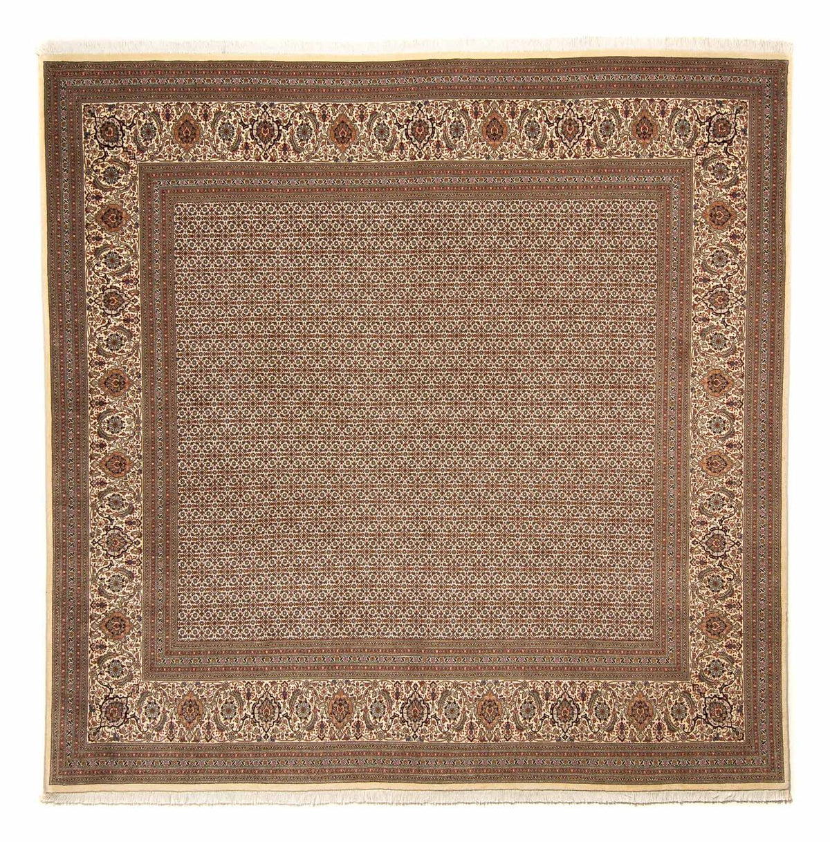 Persisk tæppe - Tabriz firkantet - 258 x 251 cm - lys brun