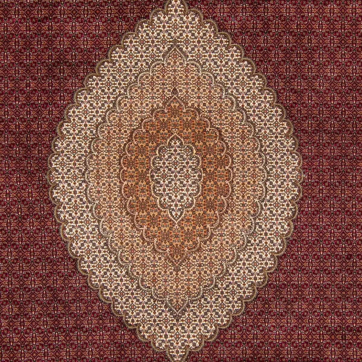 Persisk tæppe - Tabriz - 358 x 253 cm - mørkerød