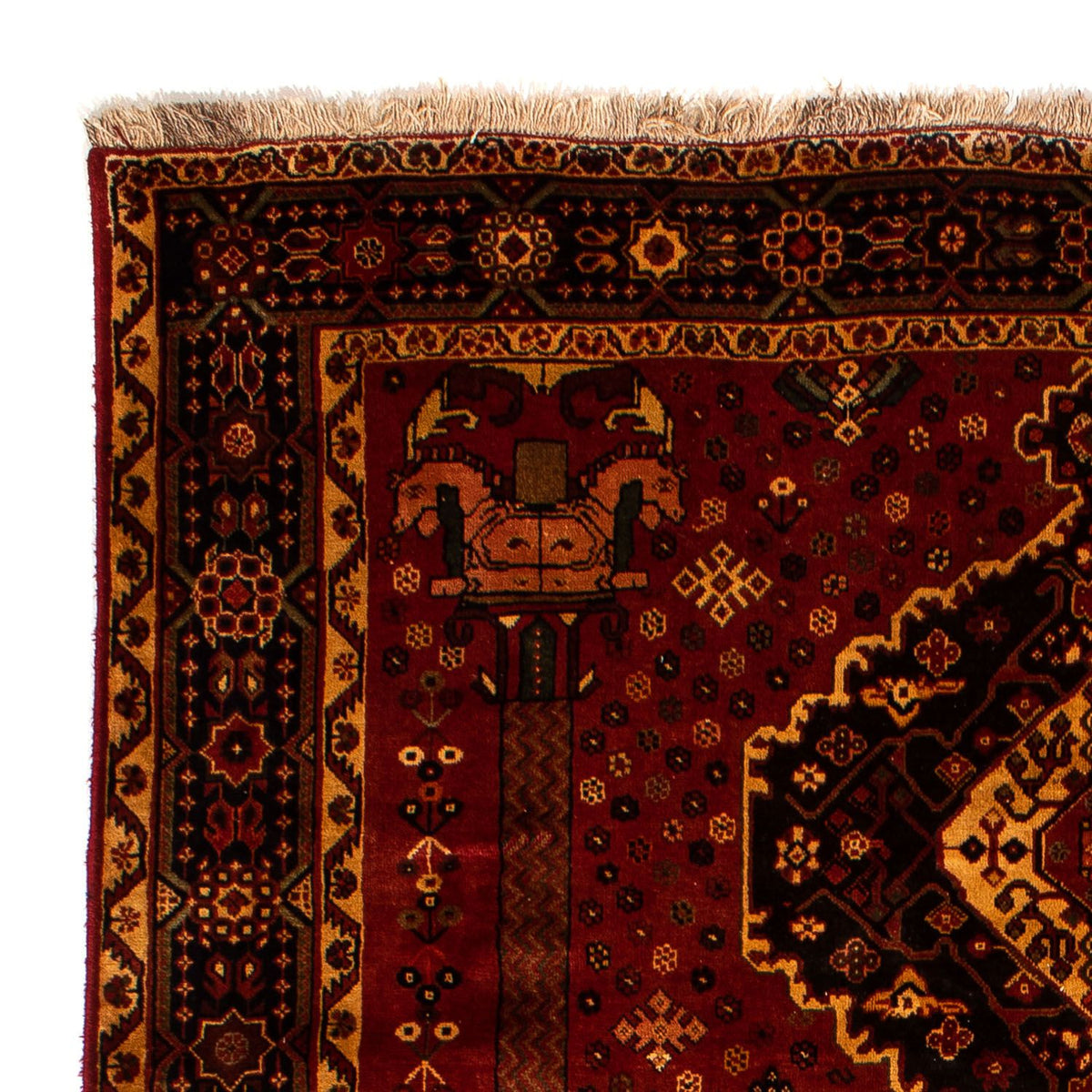Persisk tæppe - Nomadisk - 307 x 206 cm - mørkerød
