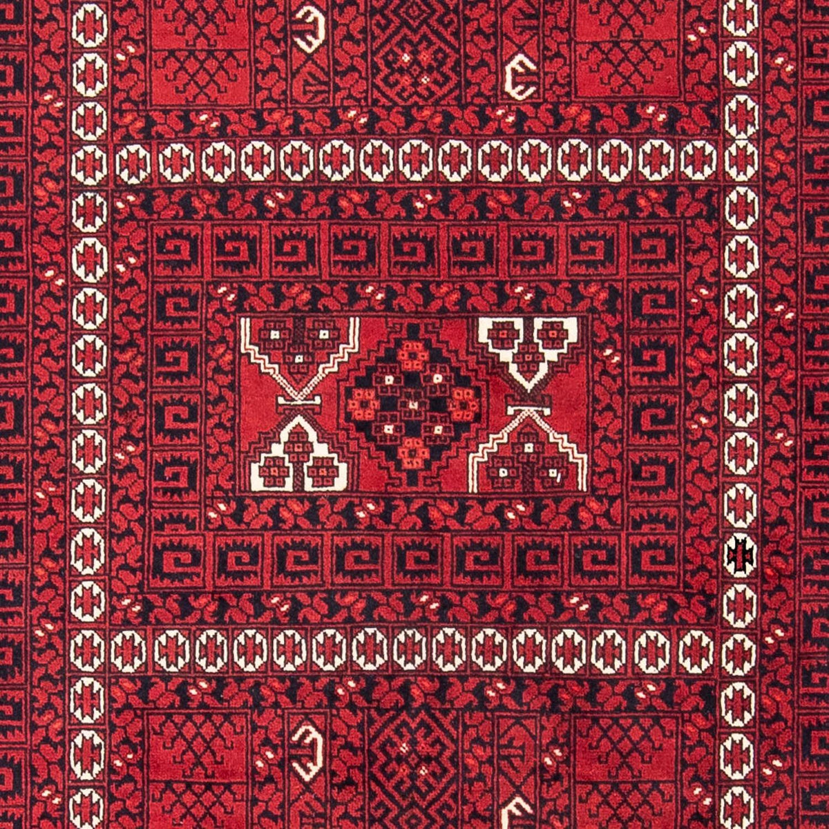 Turkaman-tæppe - 246 x 159 cm - mørkerød
