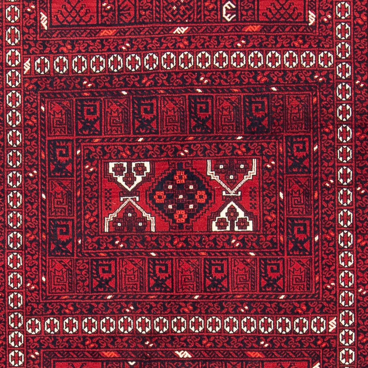 Turkaman-tæppe - 252 x 160 cm - mørkerød
