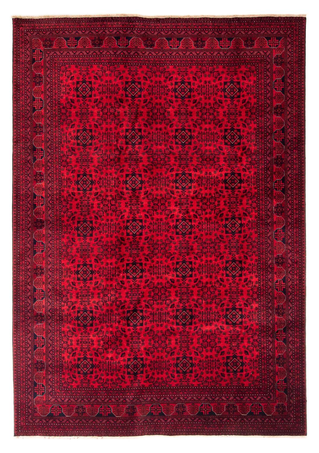 Afghansk tæppe - 287 x 202 cm - mørkerød