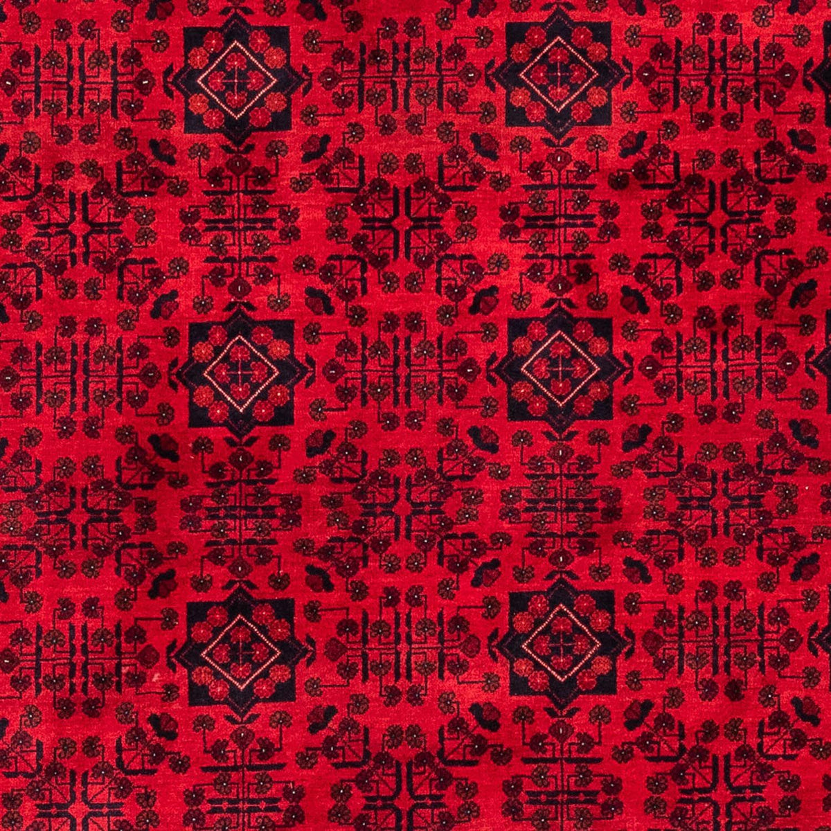 Afghansk tæppe - 287 x 202 cm - mørkerød