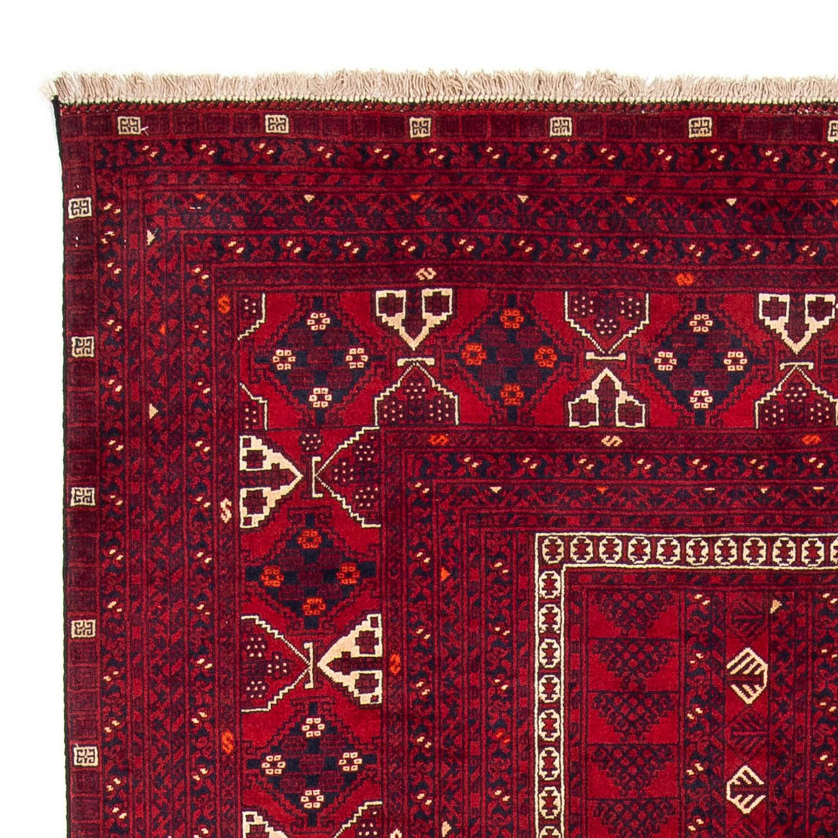 Turkaman-tæppe - 244 x 158 cm - mørkerød