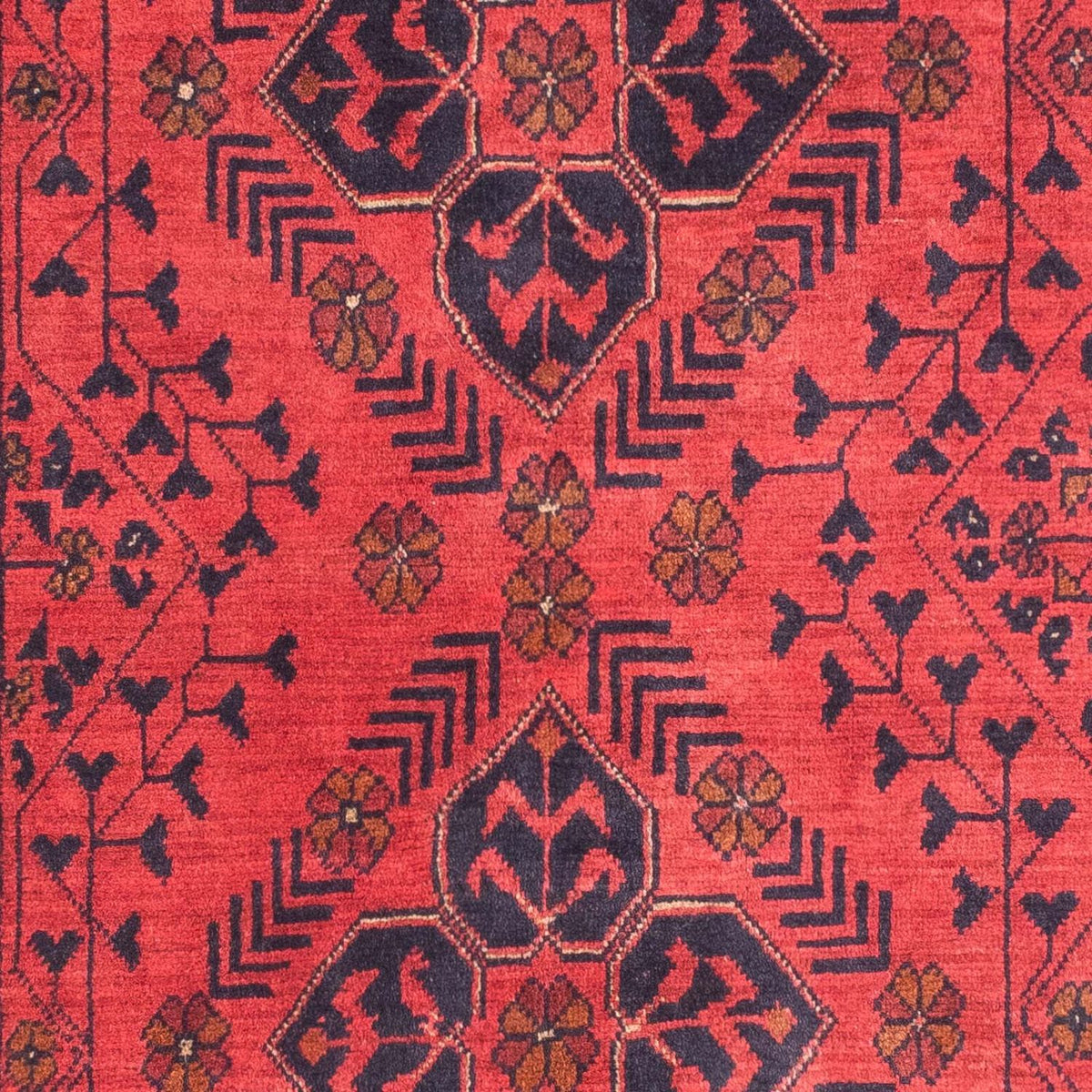 Afghansk tæppe - Kunduz - 146 x 104 cm - mørkerød