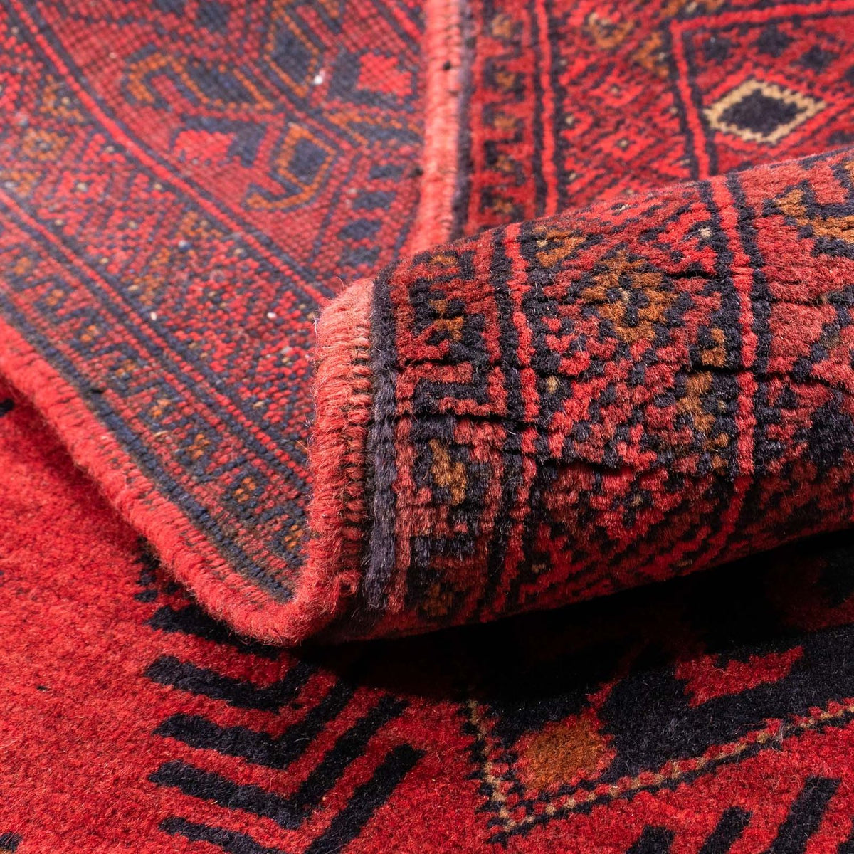 Afghansk tæppe - Kunduz - 146 x 104 cm - mørkerød
