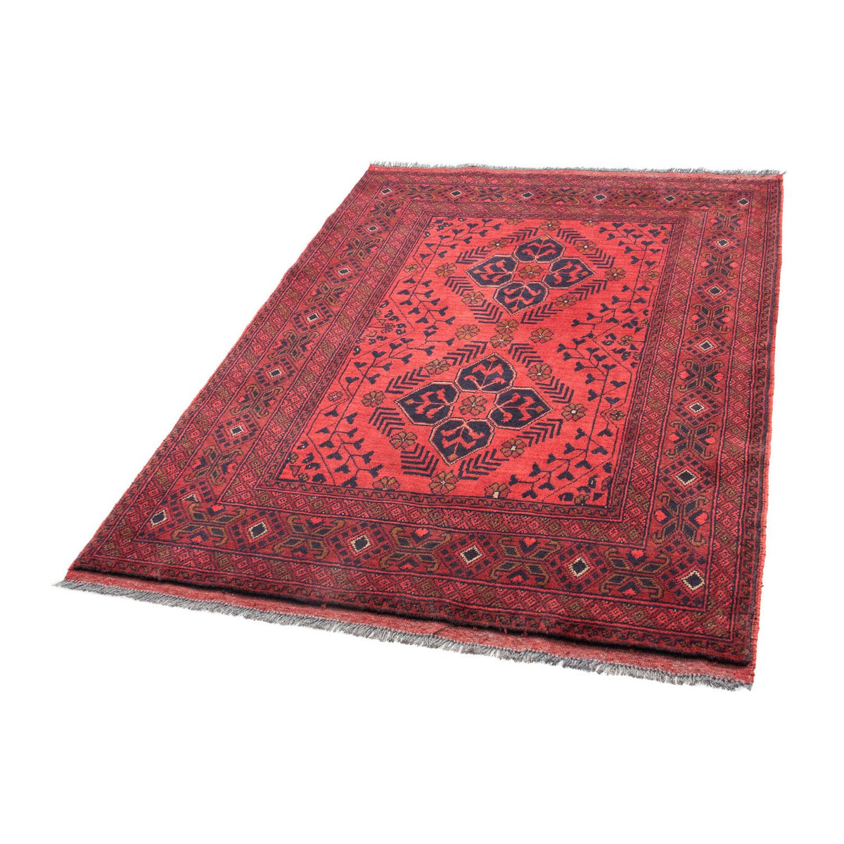 Afghansk tæppe - Kunduz - 146 x 104 cm - mørkerød