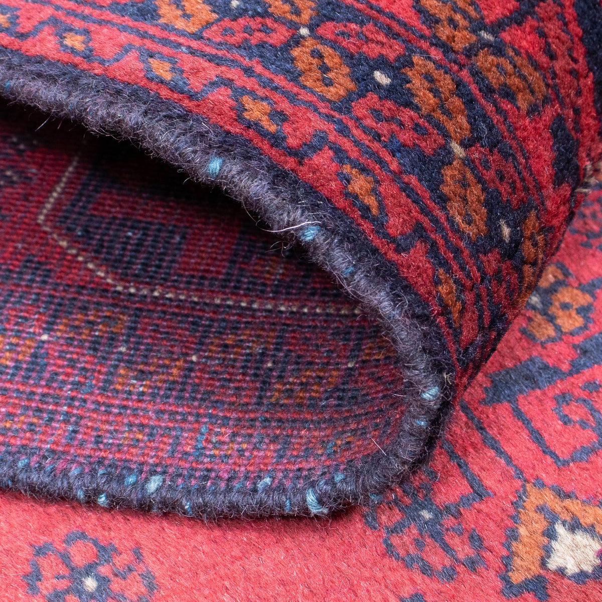 Løber Afghansk tæppe - Kunduz - 298 x 83 cm - mørkerød