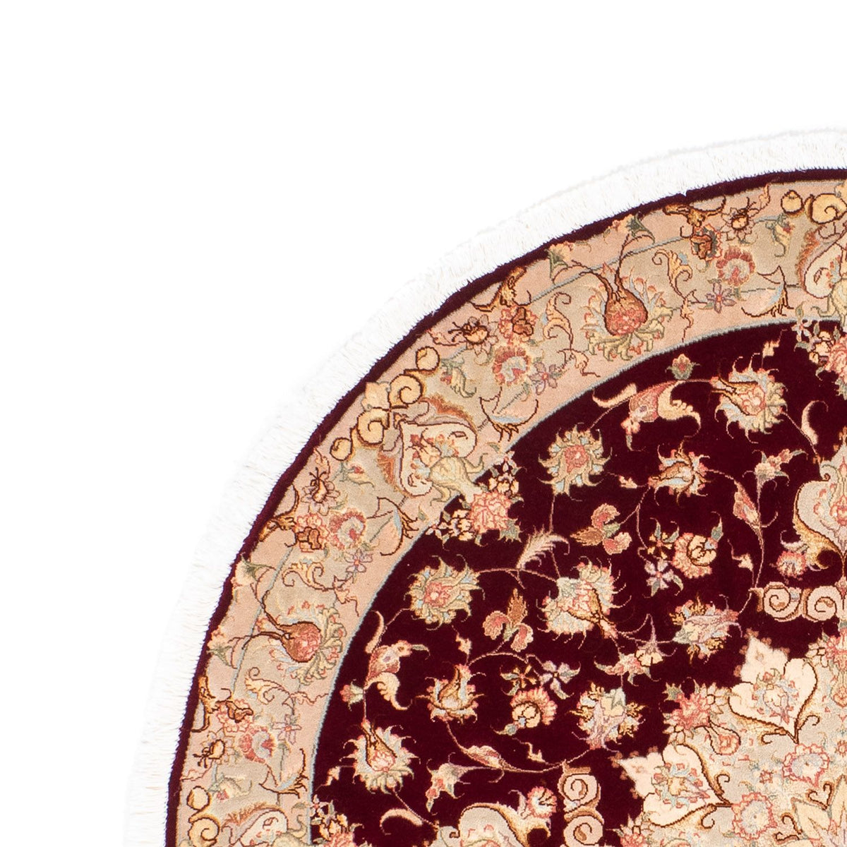 Persisk tæppe - Tabriz - Royal rundt  - 150 x 150 cm - mørkerød