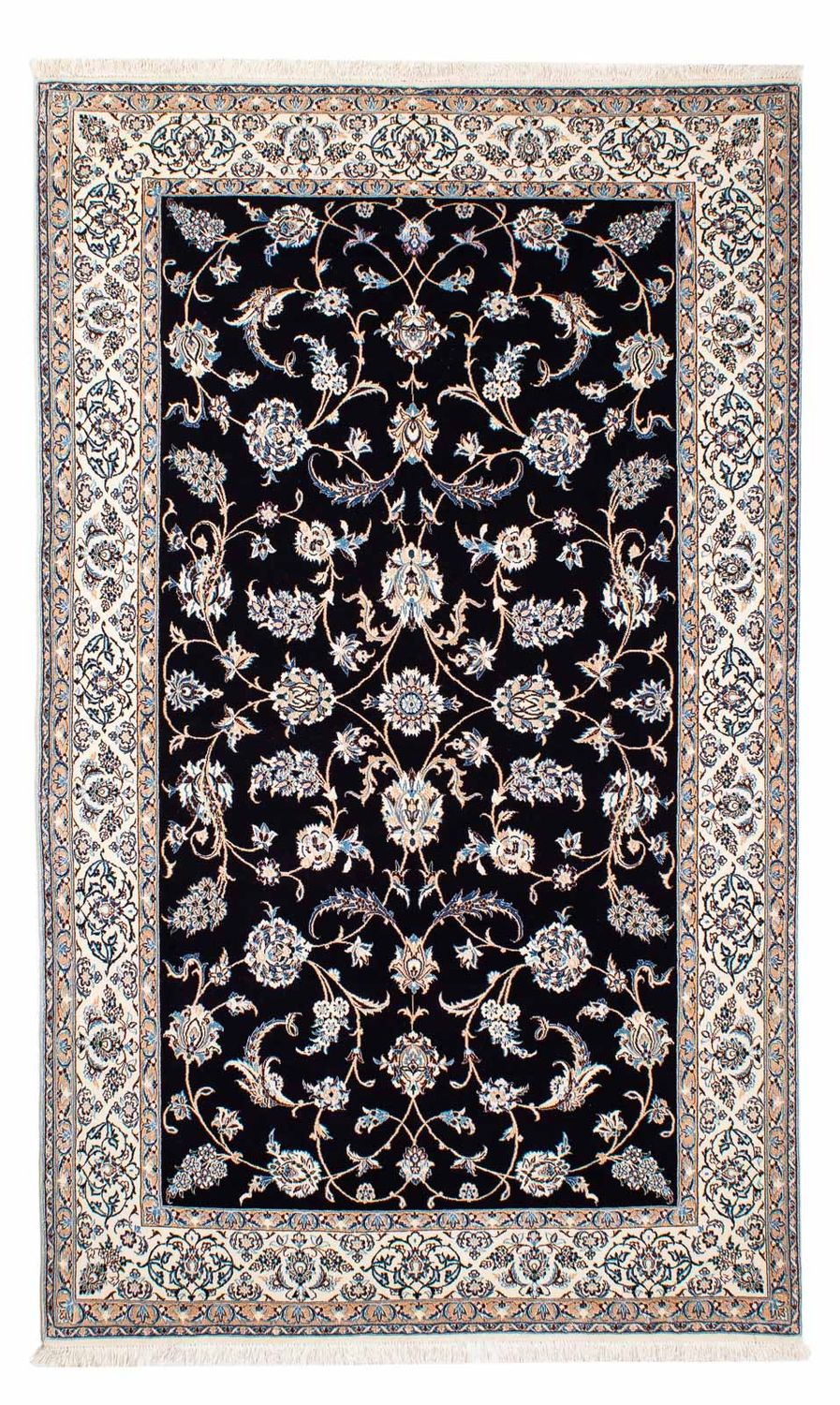 Persisk tæppe - Nain - Premium - 208 x 127 cm - mørkeblå