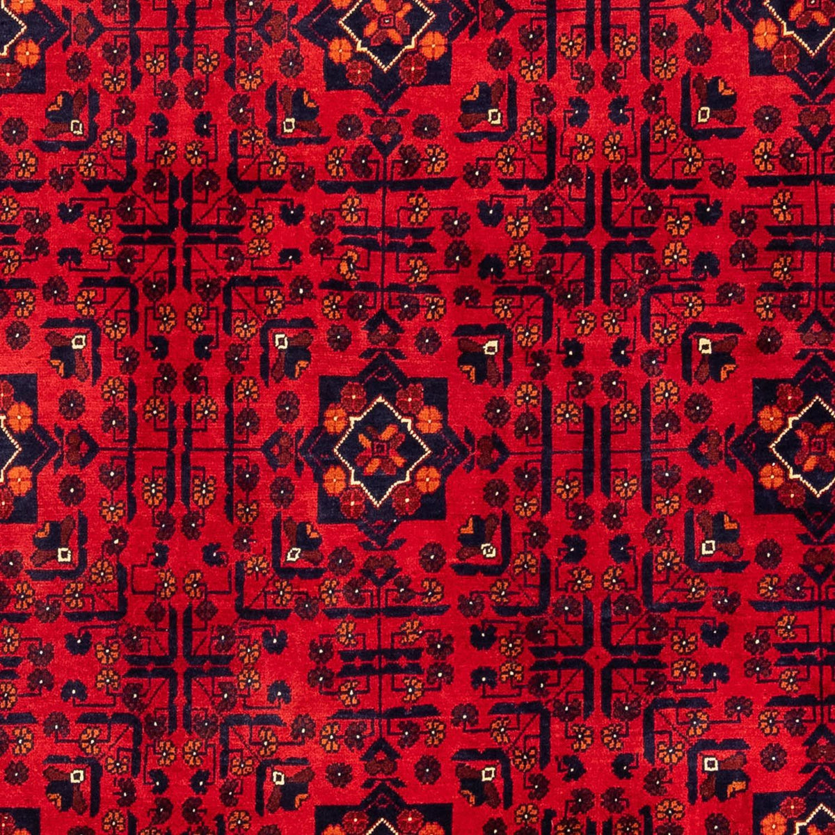 Afghansk tæppe - Kunduz - 301 x 205 cm - mørkerød