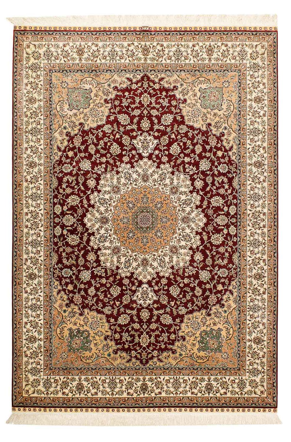Silketæppe - Ghom Silk - Premium - 216 x 132 cm - mørkeblå