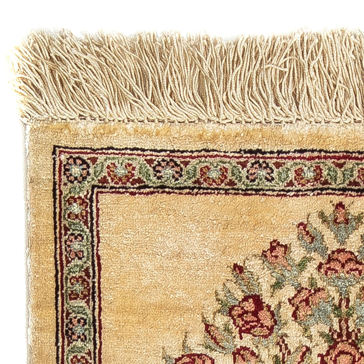 Silketæppe - Ghom Silk - Premium - 41 x 31 cm - beige