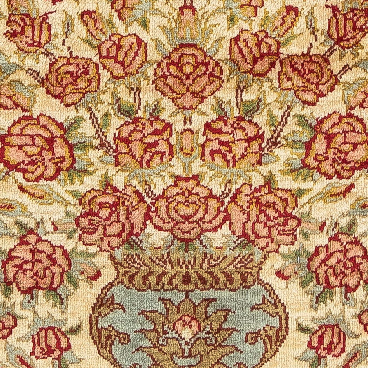 Silketæppe - Ghom Silk - Premium - 42 x 31 cm - beige